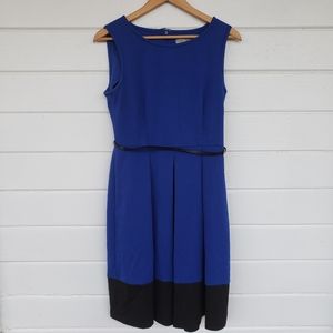 Andrew Marc Sleeveless Pleated Midi Belted Dress